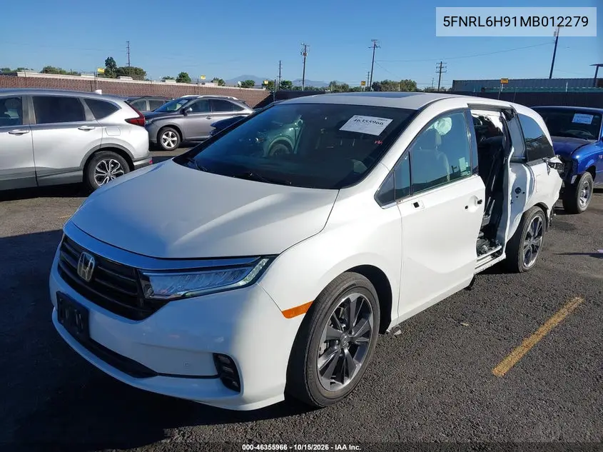 2021 HONDA ODYSSEY VIN 5FNRL6H91MB012279 — фото 2