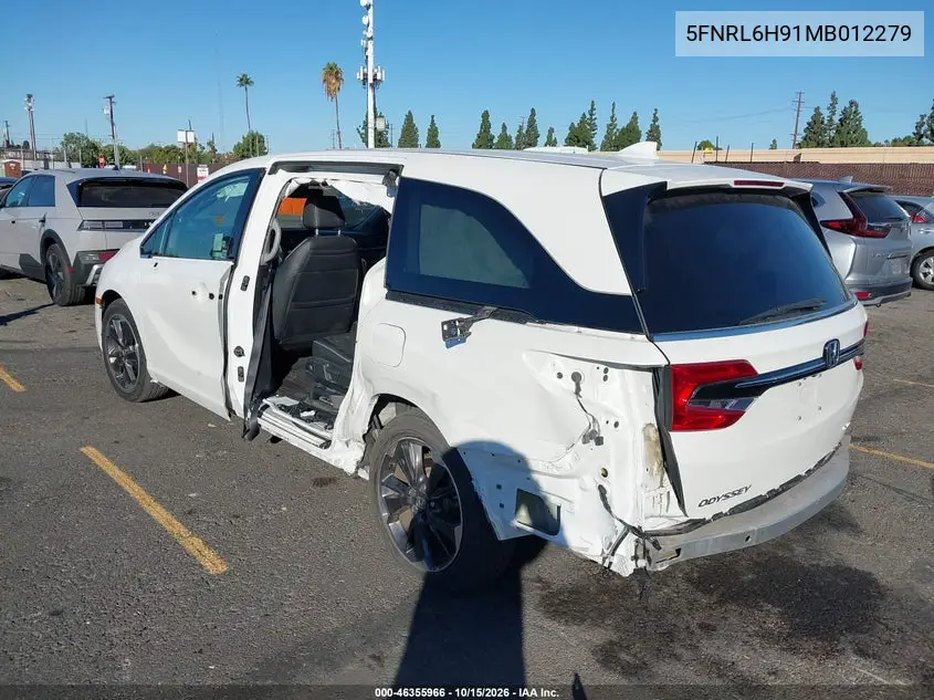 2021 HONDA ODYSSEY VIN 5FNRL6H91MB012279 — фото 3