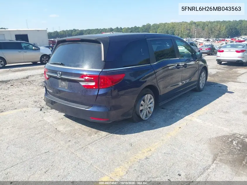 2021 HONDA ODYSSEY VIN 5FNRL6H26MB043563 — фото 4