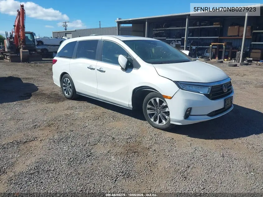 HONDA ODYSSEY 2022, VIN 5FNRL6H70NB027923