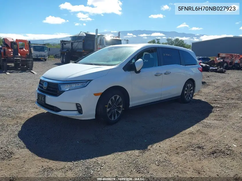 2022 HONDA ODYSSEY VIN 5FNRL6H70NB027923 — фото 2