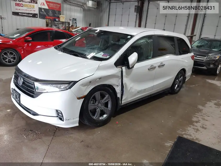 2022 HONDA ODYSSEY VIN 5FNRL6H58NB028431 — фото 2