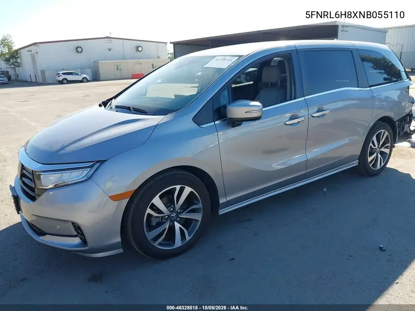 2022 HONDA ODYSSEY VIN 5FNRL6H8XNB055110 — фото 2