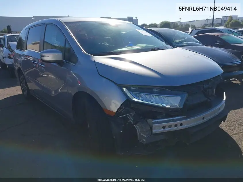 HONDA ODYSSEY 2022, VIN 5FNRL6H71NB049414