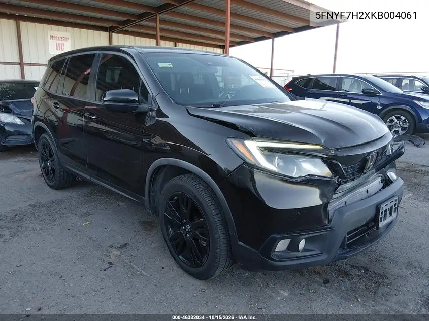 HONDA PASSPORT 2019, VIN 5FNYF7H2XKB004061