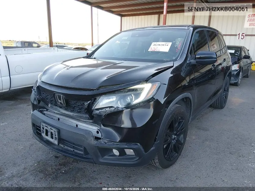 2019 HONDA PASSPORT VIN 5FNYF7H2XKB004061 — фото 2
