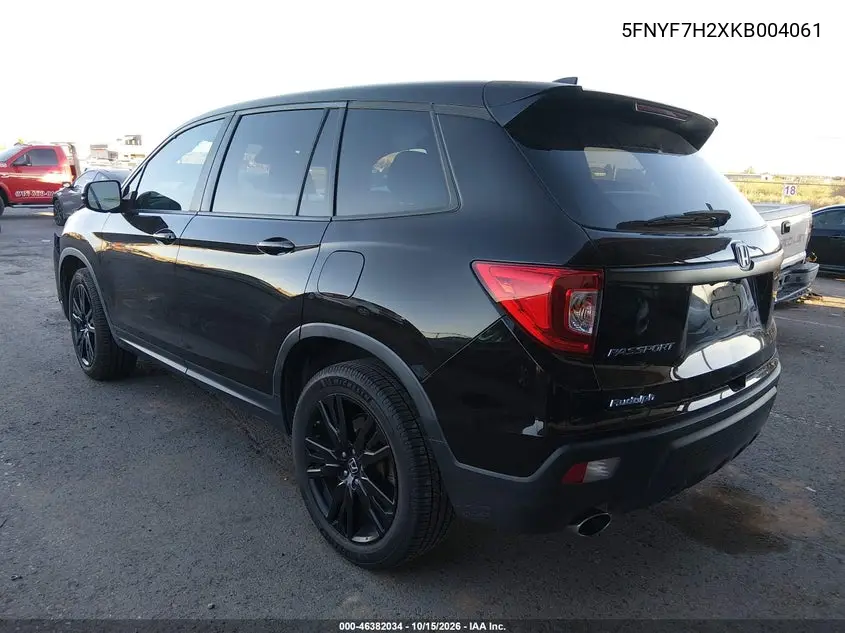 2019 HONDA PASSPORT VIN 5FNYF7H2XKB004061 — фото 3
