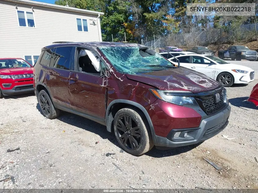 HONDA PASSPORT 2019, VIN 5FNYF8H20KB022218