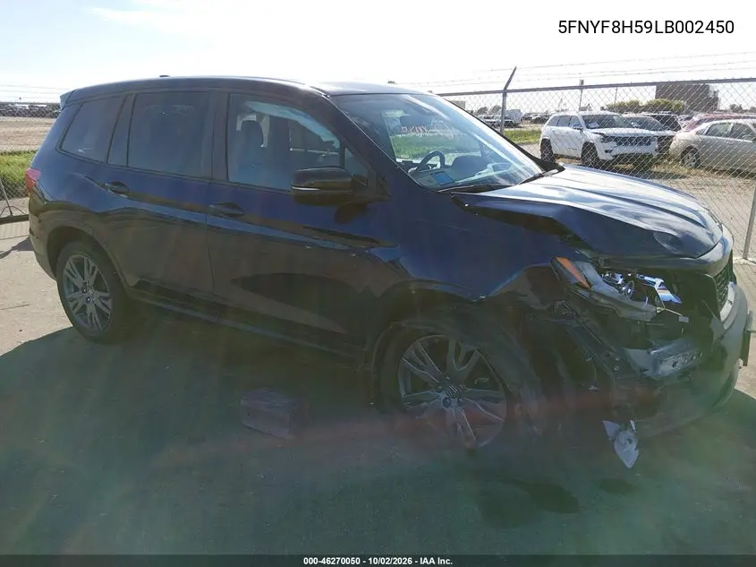 HONDA PASSPORT 2020, VIN 5FNYF8H59LB002450