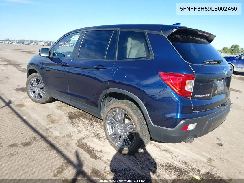 2020 HONDA PASSPORT VIN 5FNYF8H59LB002450 — фото 3