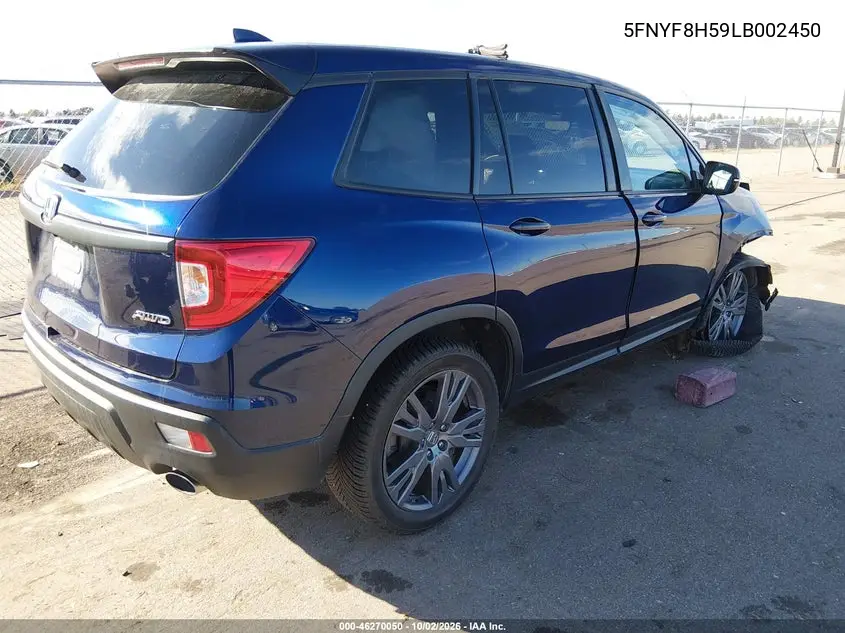 2020 HONDA PASSPORT VIN 5FNYF8H59LB002450 — фото 4