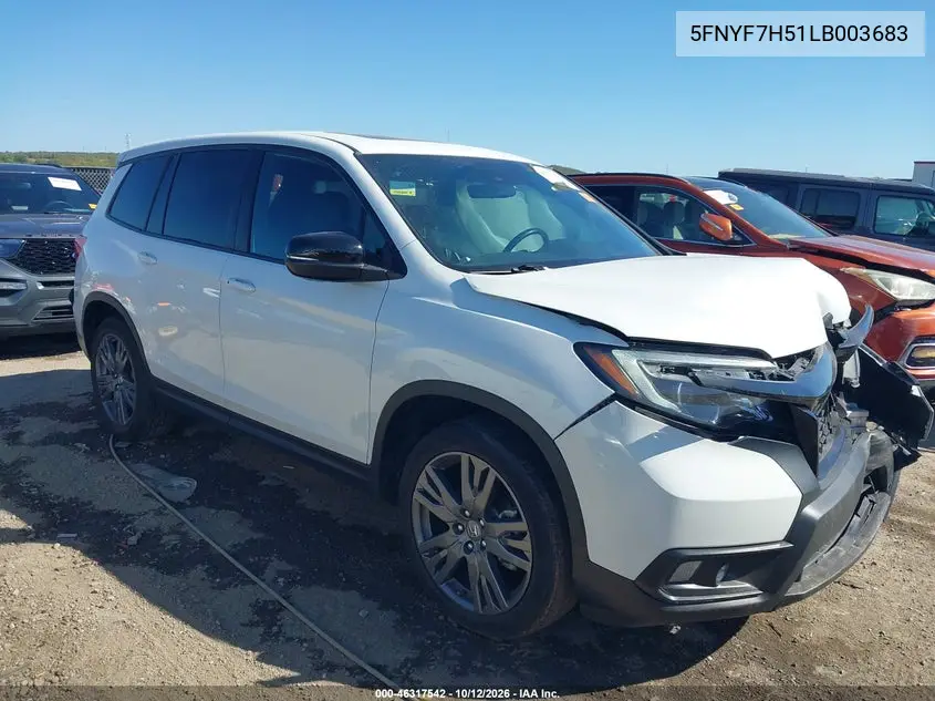 HONDA PASSPORT 2020, VIN 5FNYF7H51LB003683