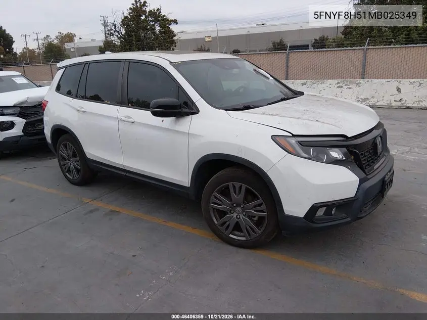 HONDA PASSPORT 2021, VIN 5FNYF8H51MB025349