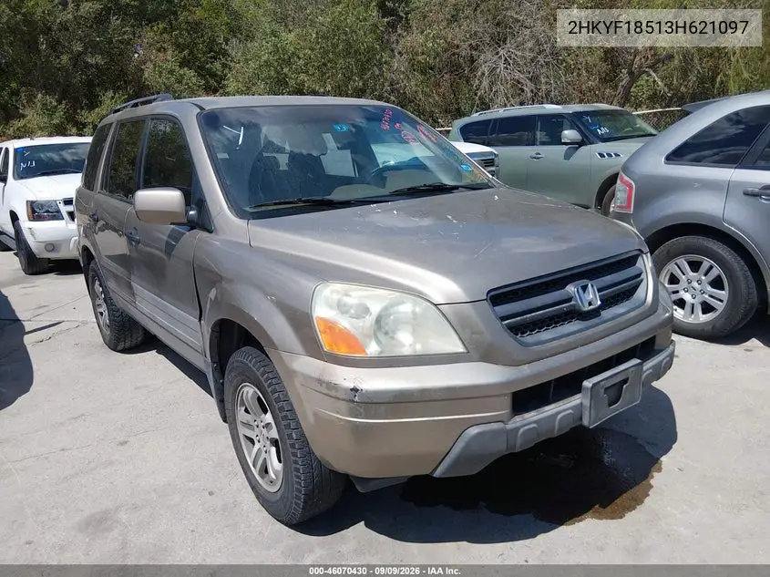HONDA PILOT 2003, VIN 2HKYF18513H621097