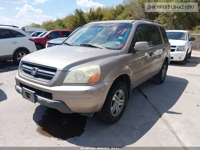 2003 HONDA PILOT VIN 2HKYF18513H621097 — фото 2