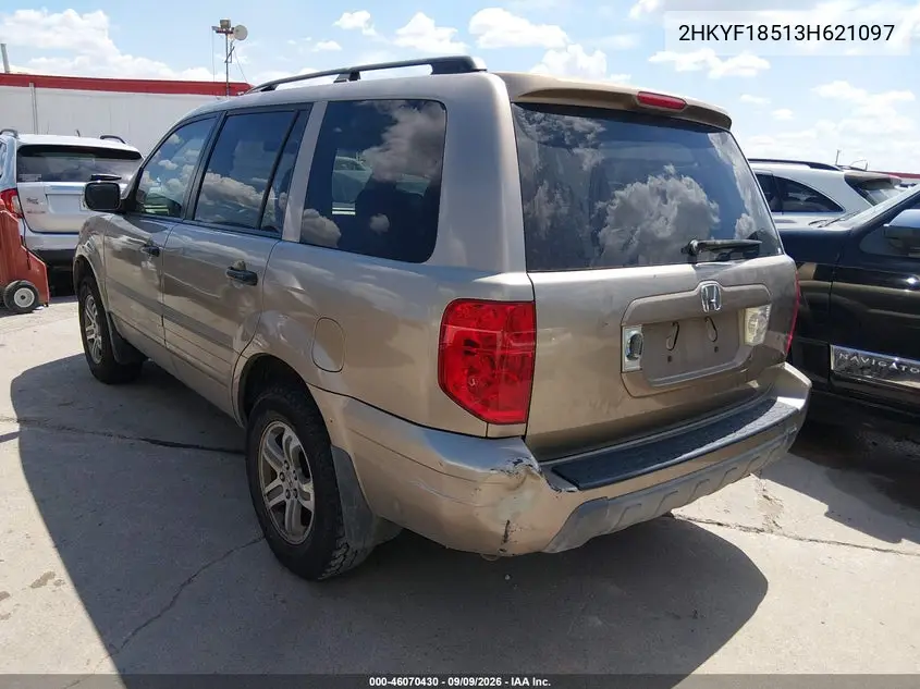 2003 HONDA PILOT VIN 2HKYF18513H621097 — фото 3