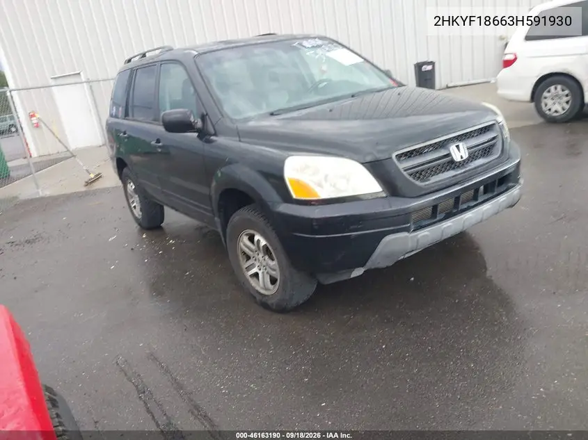 2003 HONDA PILOT VIN 2HKYF18663H591930 — фото 3