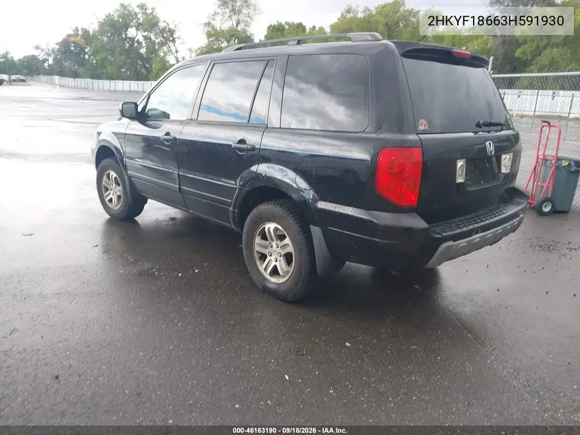 HONDA PILOT 2003, VIN 2HKYF18663H591930