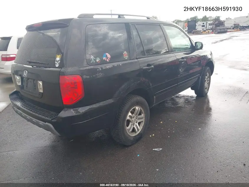 2003 HONDA PILOT VIN 2HKYF18663H591930 — фото 2