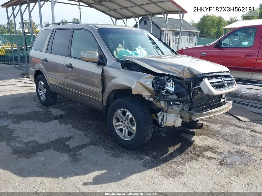 HONDA PILOT 2003, VIN 2HKYF187X3H562181
