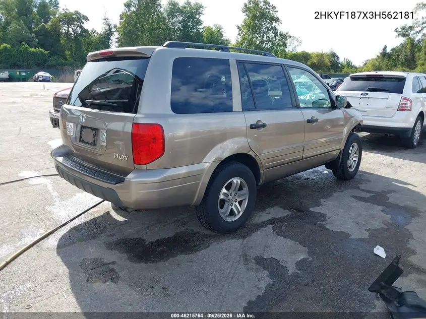 2003 HONDA PILOT VIN 2HKYF187X3H562181 — фото 4