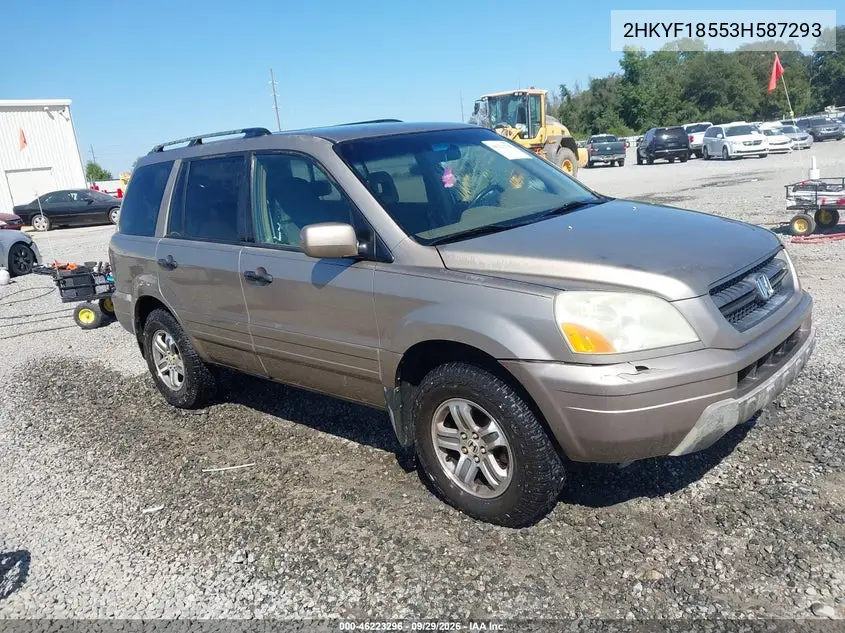 HONDA PILOT 2003, VIN 2HKYF18553H587293