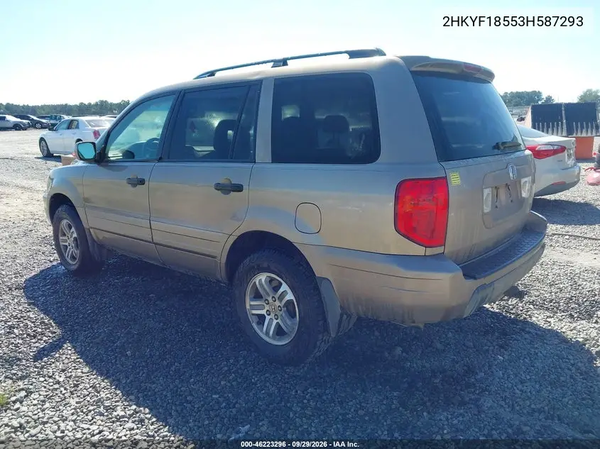 2003 HONDA PILOT VIN 2HKYF18553H587293 — фото 3