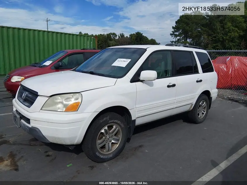 2003 HONDA PILOT VIN 2HKYF18533H574056 — фото 2
