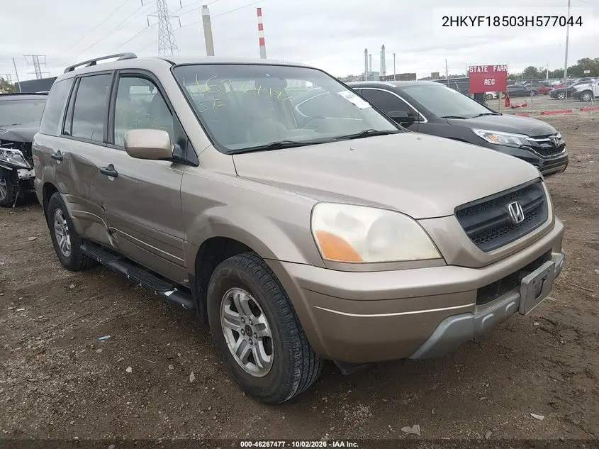 HONDA PILOT 2003, VIN 2HKYF18503H577044