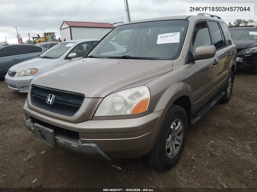 2003 HONDA PILOT VIN 2HKYF18503H577044 — фото 2