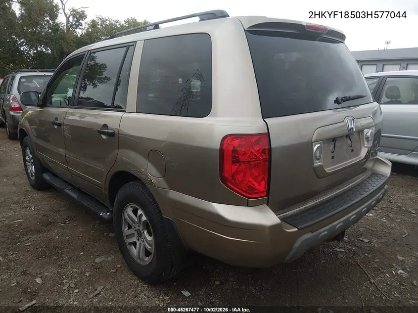 2003 HONDA PILOT VIN 2HKYF18503H577044 — фото 3