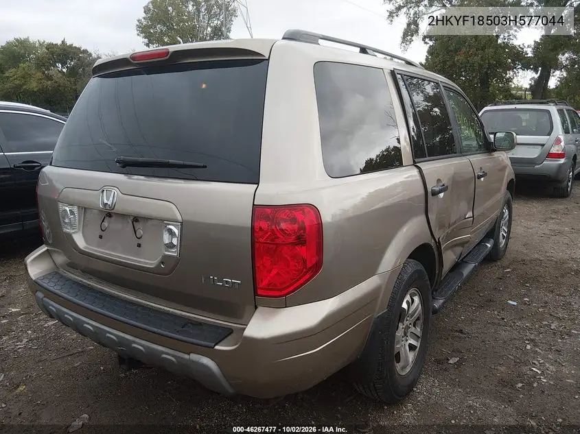 2003 HONDA PILOT VIN 2HKYF18503H577044 — фото 4