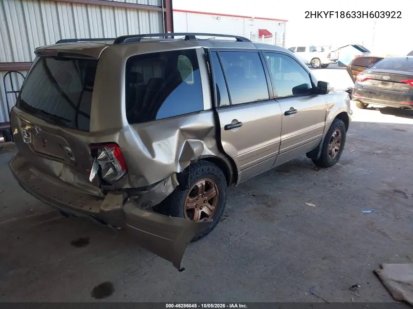 2003 HONDA PILOT VIN 2HKYF18633H603922 — фото 4