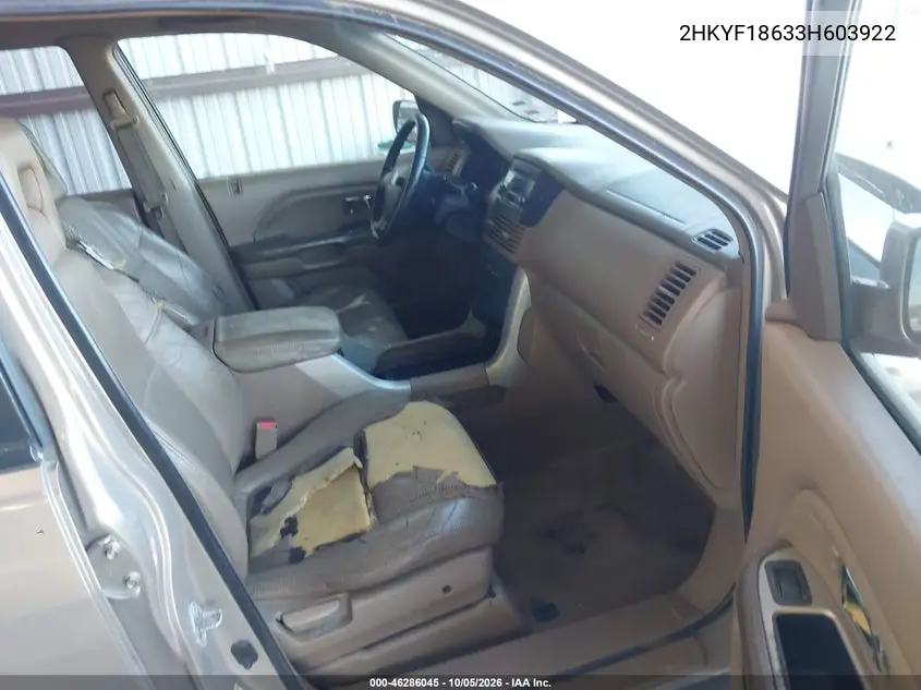 2003 HONDA PILOT VIN 2HKYF18633H603922 — фото 5