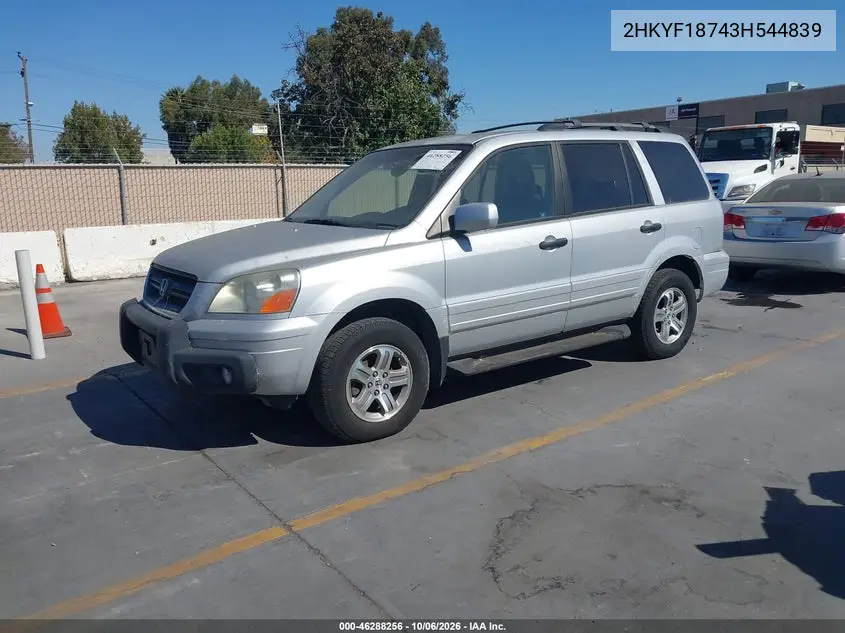 2003 HONDA PILOT VIN 2HKYF18743H544839 — фото 2