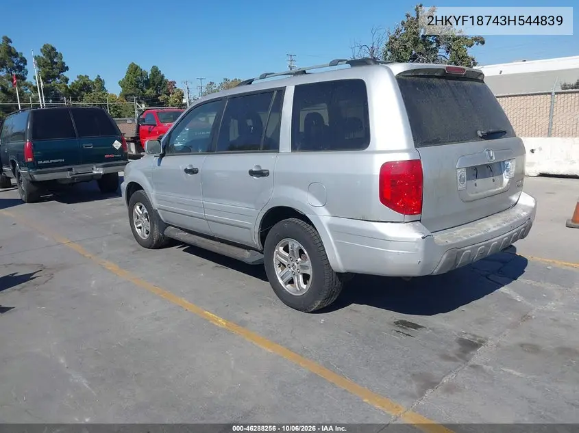 2003 HONDA PILOT VIN 2HKYF18743H544839 — фото 3