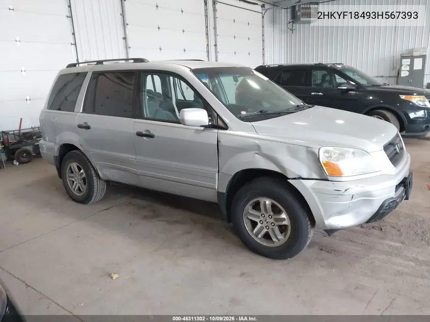 HONDA PILOT 2003, VIN 2HKYF18493H567393