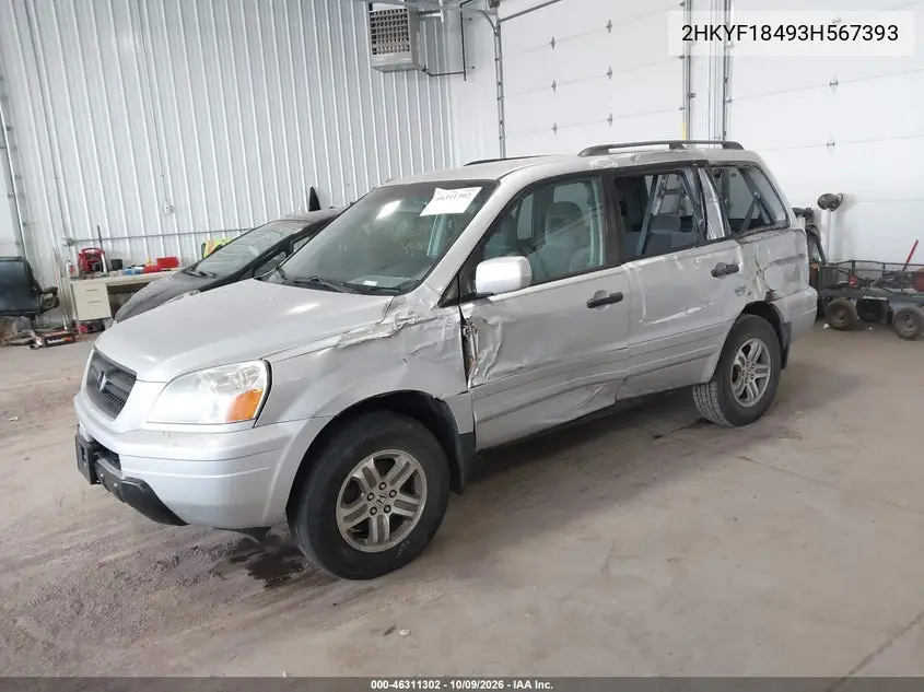 2003 HONDA PILOT VIN 2HKYF18493H567393 — фото 2