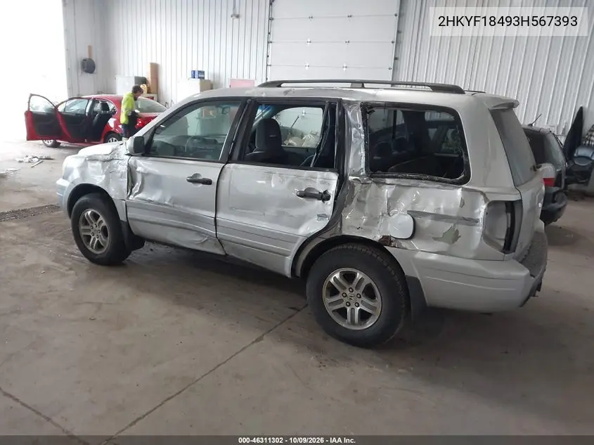 2003 HONDA PILOT VIN 2HKYF18493H567393 — фото 3