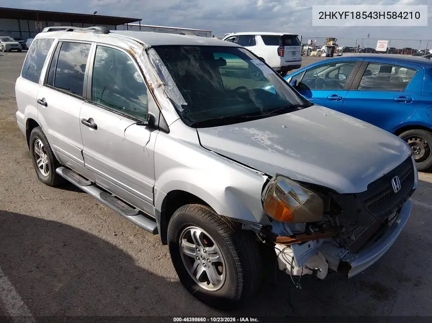 HONDA PILOT 2003, VIN 2HKYF18543H584210