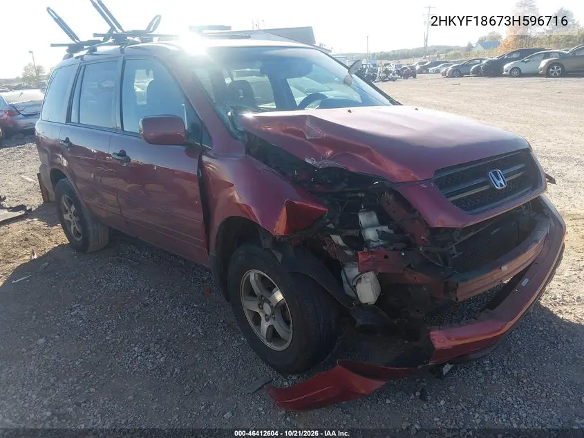 HONDA PILOT 2003, VIN 2HKYF18673H596716