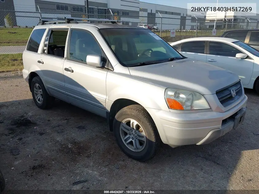 HONDA PILOT 2003, VIN 2HKYF18403H517269