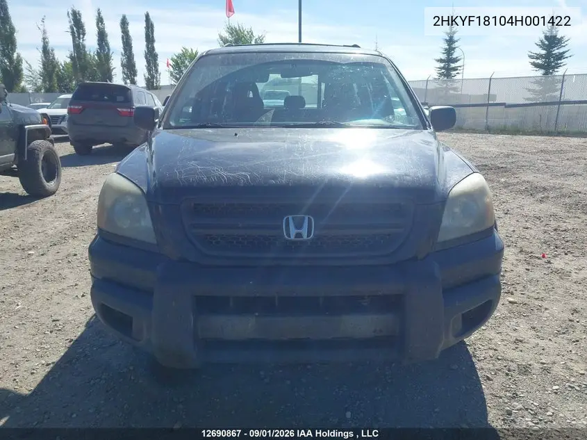2004 HONDA PILOT VIN 2HKYF18104H001422 — фото 12