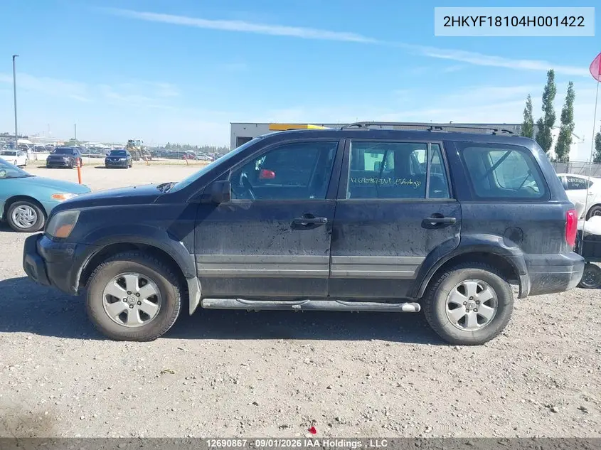 2004 HONDA PILOT VIN 2HKYF18104H001422 — фото 14