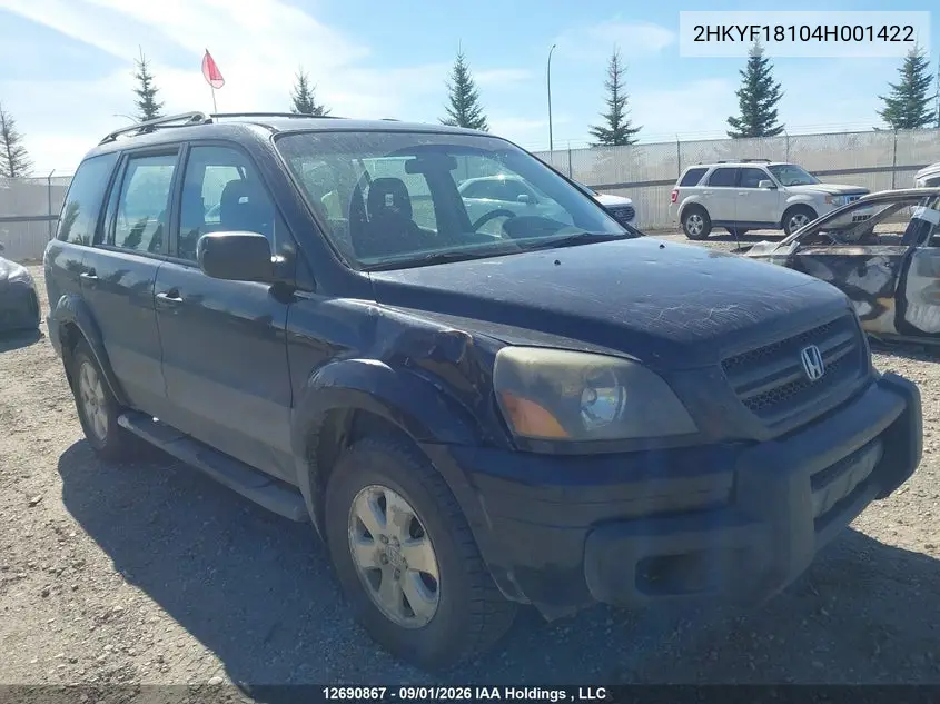 2004 HONDA PILOT VIN 2HKYF18104H001422 — фото 6