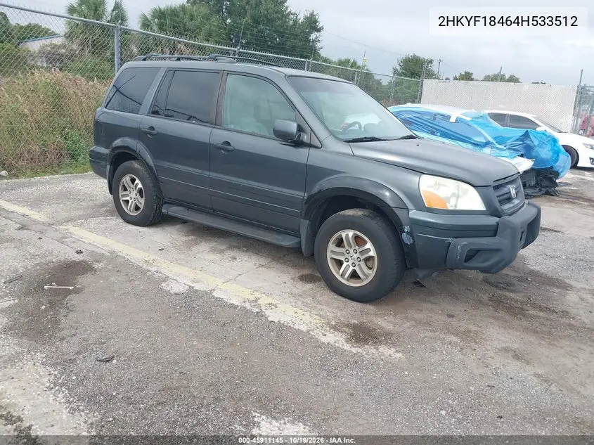 HONDA PILOT 2004, VIN 2HKYF18464H533512