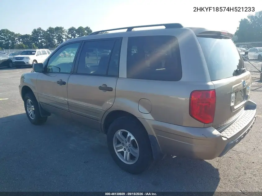 2004 HONDA PILOT VIN 2HKYF18574H521233 — фото 3
