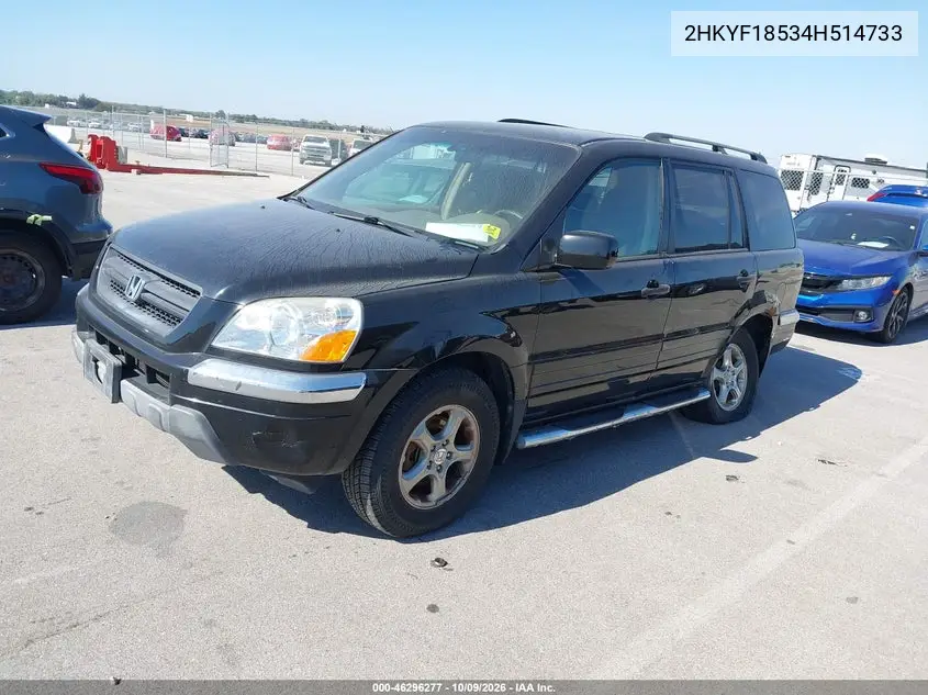 2004 HONDA PILOT VIN 2HKYF18534H514733 — фото 2