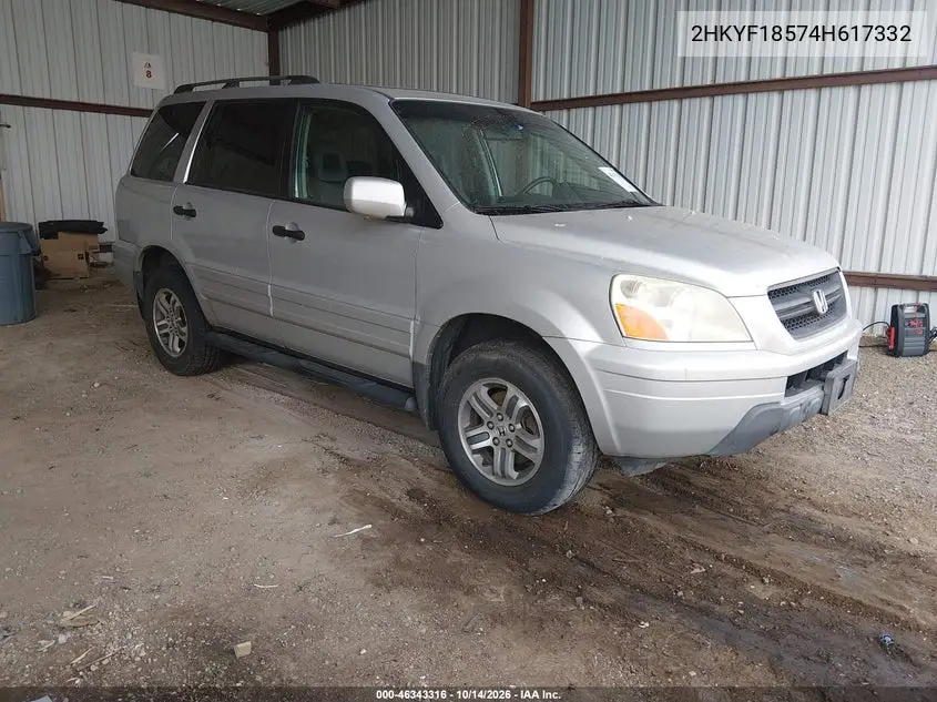 HONDA PILOT 2004, VIN 2HKYF18574H617332