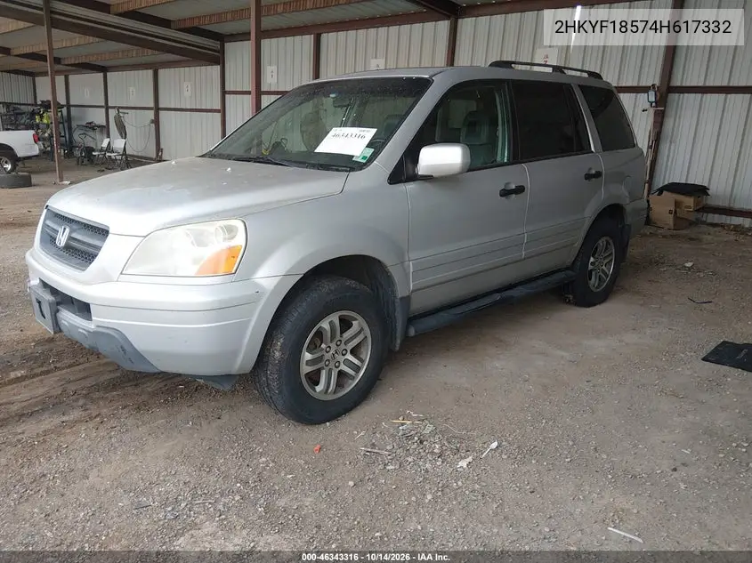 2004 HONDA PILOT VIN 2HKYF18574H617332 — фото 2